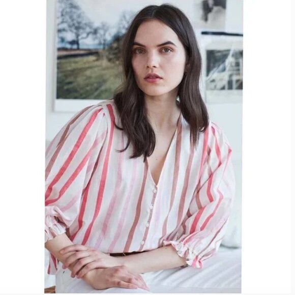 Velvet by Graham & Spencer Anthropologie Whitley Ombre Striped Blouse XS JB - Picture 1 of 6